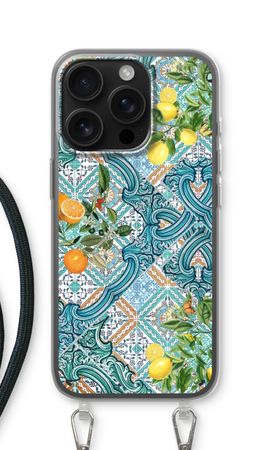 Blue tiles, lemons and oranges
