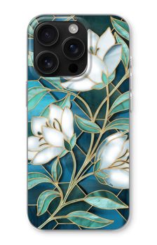 Blue stained glass flowers