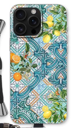 Blue tiles, lemons and oranges