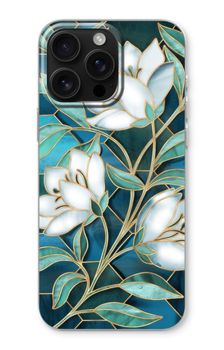 Fleurs en vitrail bleu