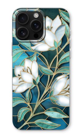 Blue stained glass flowers