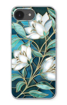 Blue stained glass flowers