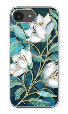 Blue stained glass flowers