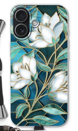 Blue stained glass flowers