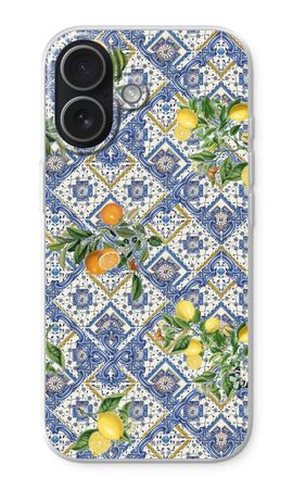 Blue tiles, lemons and oranges - small