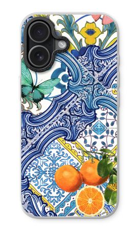 Blue tiles and oranges