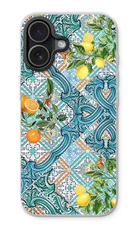Blue tiles, lemons and oranges