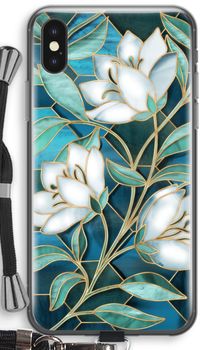 Blauwe glas-in-lood bloemen