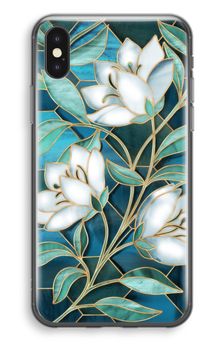 Blue stained glass flowers