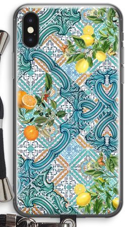 Blue tiles, lemons and oranges