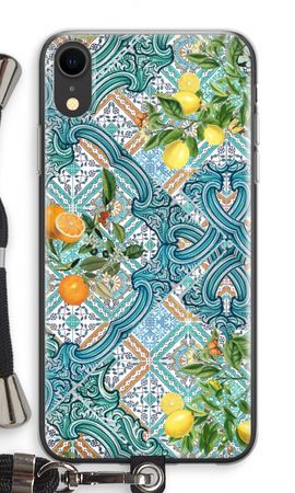 Blue tiles, lemons and oranges