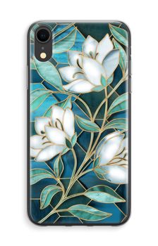 Fleurs en vitrail bleu