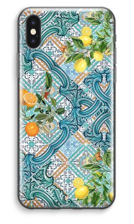 Blue tiles, lemons and oranges