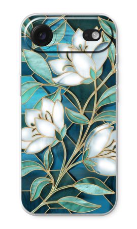 Blue stained glass flowers