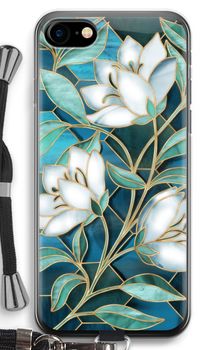 Blue stained glass flowers