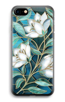 Blue stained glass flowers