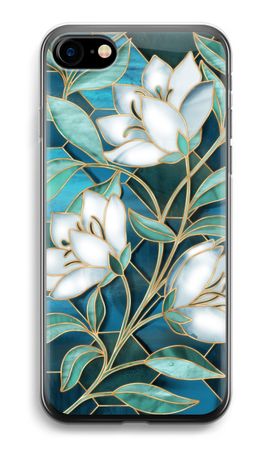 Blue stained glass flowers