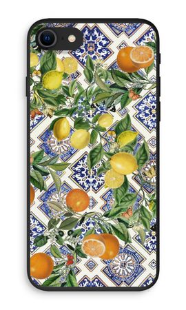 Blue tiles, lemons and oranges