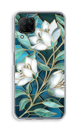 Blue stained glass flowers