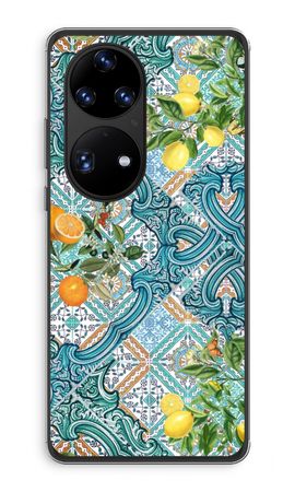 Blue tiles, lemons and oranges