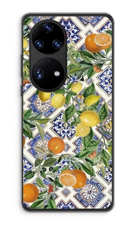 Blue tiles, lemons and oranges