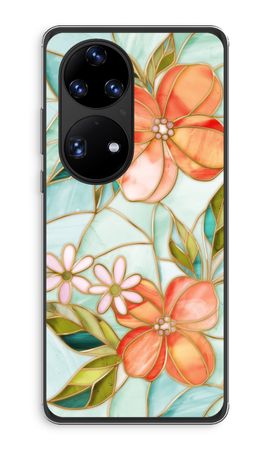 Orange stained glass flower