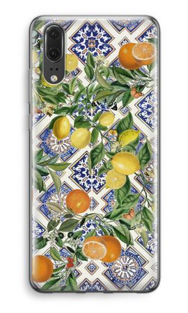 Blue tiles, lemons and oranges