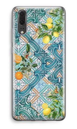 Blue tiles, lemons and oranges
