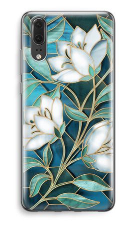 Blue stained glass flowers