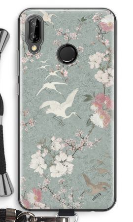 Japanese crane birds blossom