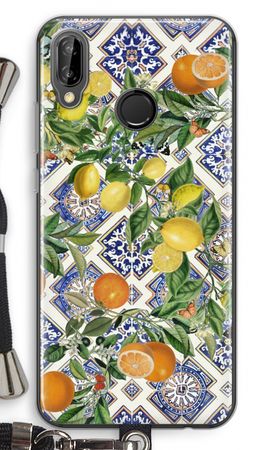 Blue tiles, lemons and oranges