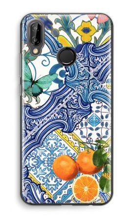 Blue tiles and oranges