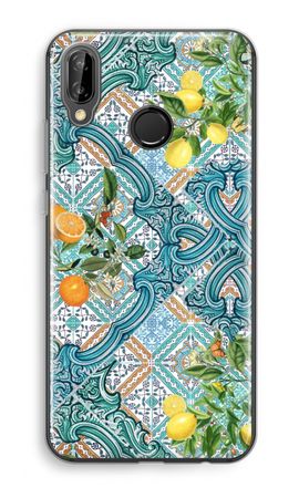 Blue tiles, lemons and oranges