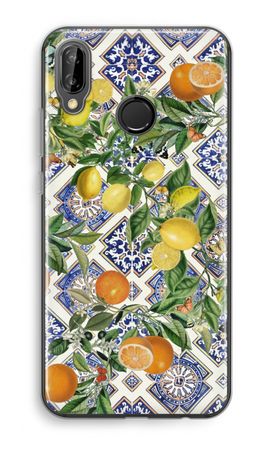 Blue tiles, lemons and oranges