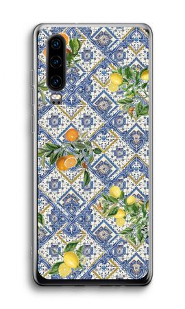Blue tiles, lemons and oranges - small