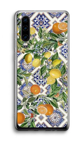 Blue tiles, lemons and oranges