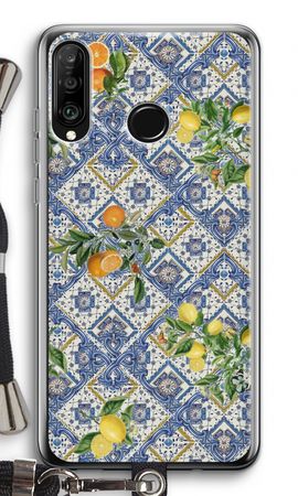 Blue tiles, lemons and oranges - small