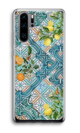 Blue tiles, lemons and oranges