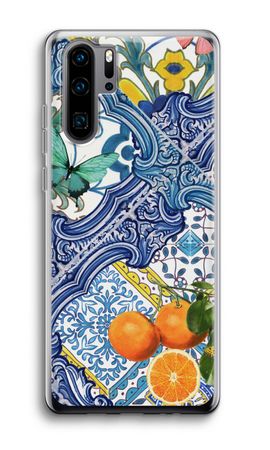 Blue tiles and oranges