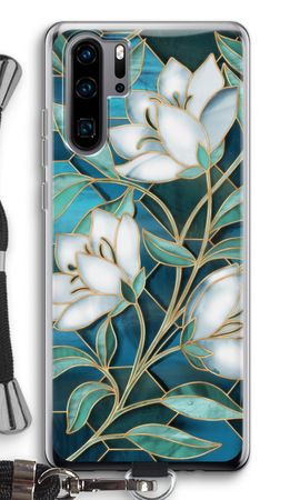 Blue stained glass flowers