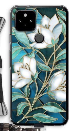 Blue stained glass flowers