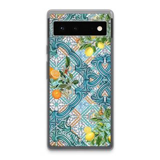 Blue tiles, lemons and oranges