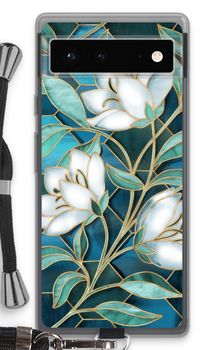 Blue stained glass flowers