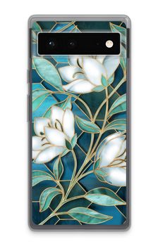 Fleurs en vitrail bleu