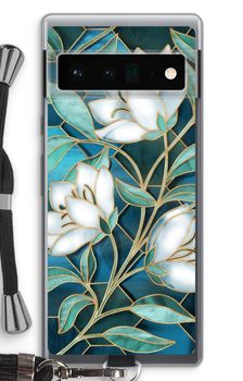 Flores azules de vidriera