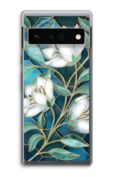 Blue stained glass flowers