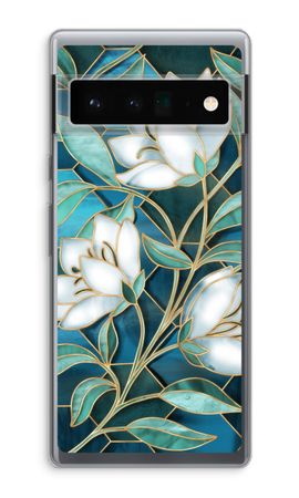 Blue stained glass flowers