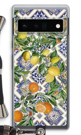 Blue tiles, lemons and oranges