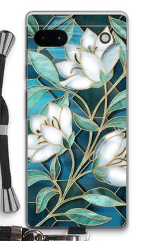 Blue stained glass flowers
