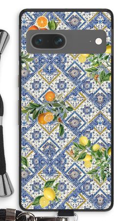 Blue tiles, lemons and oranges - small